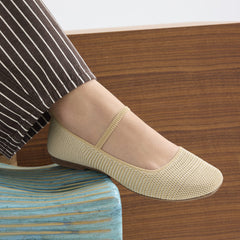 The Max Square Mary Jane - Cream Raffia-Knit