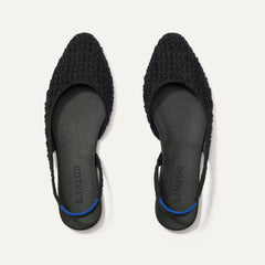 The Almond Slingback - Black Bouclé