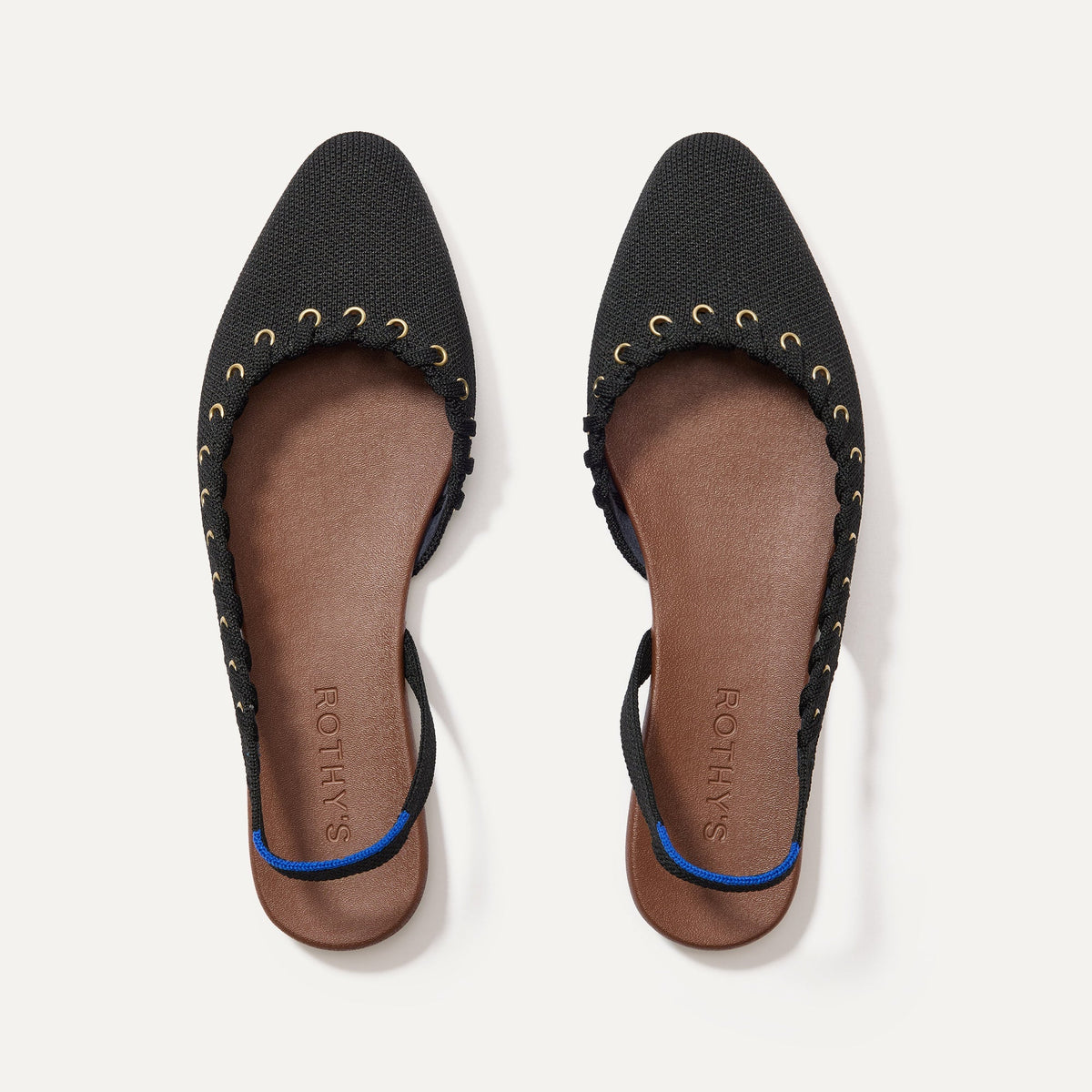 The Almond Slingback - Eyelet Black
