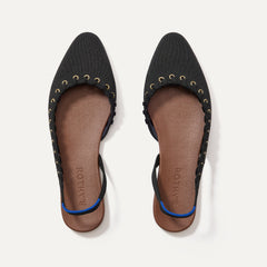 The Almond Slingback - Eyelet Black